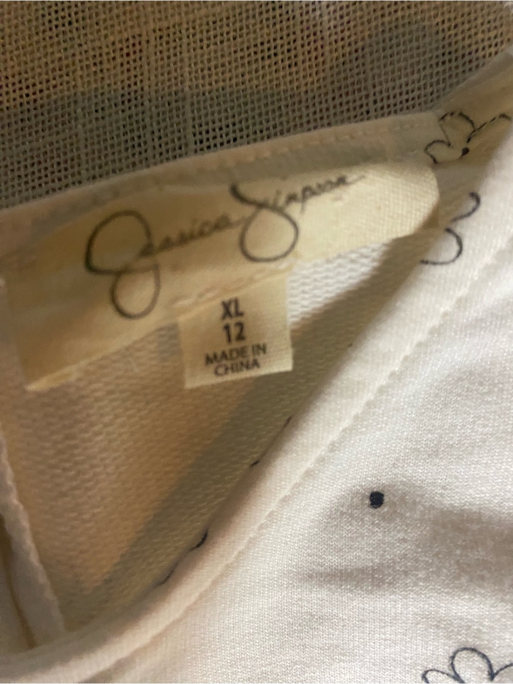 Jessica Simpson White Tee with Navy Floral Dots